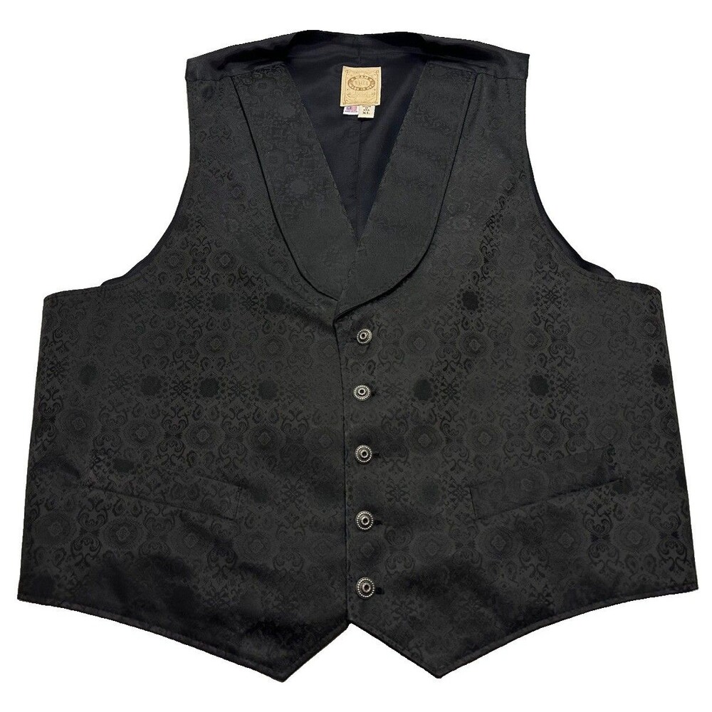 Wah Maker Frontier Clothing Whitman 5-Button Vest Size XL Black Jacquard #574944